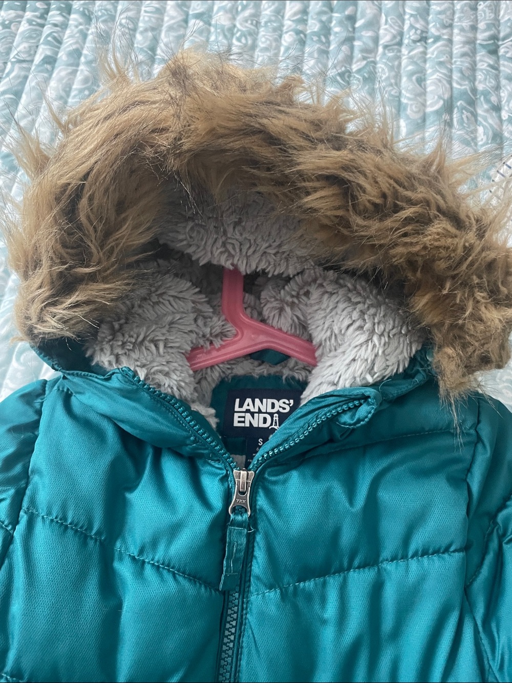 Lands' End Teal Girls' Fleece Lined Parka sz 6/7